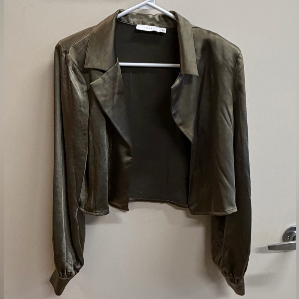 Lush Olive Satin Blazer